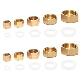 10 Stück Blindstopfen,Messing Kappe Innengewinde,1/8 1/4 3/8 3/4 1/2 Messingkappe Sechskant mit Gummidichtungen,Blindstopfen Schlauchkappen Verschlusskappe für Garten Wasserleitung