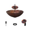 Glass Vessel Sink in Multi-Color Frost with Waterfall Faucet and