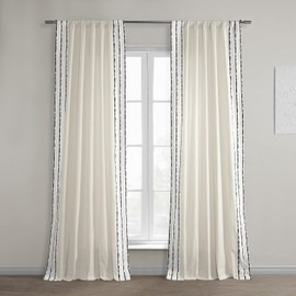 HPD Half Price Drapes Bordered Solid Cotton Curtains for Bedroom & Living Room 50 X 96, DTCC-SB220608-96 (1 Panel) Sharkskin Black Stripe