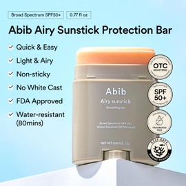 Abib Abib Airy Sunstick Smoothing Bar SPF50 | Non-Sticky Matte Finish Sun Protection for Face and Body, Long-lasting Korean Sun Stick