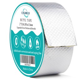 COSIMIXO Aluminum Foil Butyl Tape 2" x 16.5Ft (5cm x 5m) Extra Thickness Upgraded Strong Butyl Waterproof Tape, Repair for Boat,Pipe, HVAC Ducts, Roof Crack, RV, Awning, Window Sealing, Silver