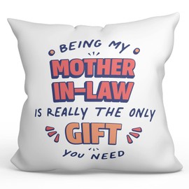 MUGFFINS MOTHER IN LAW Cushion Padding included - in English - I'm the only gift you need - Funny gift - Pillow: cover and filling 15.7x15.7 inches
