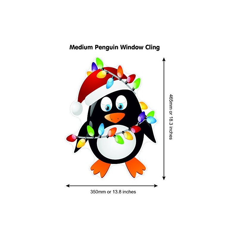 Christmas Penguin Double Sided Window Cling - Seasonal Window Decorations