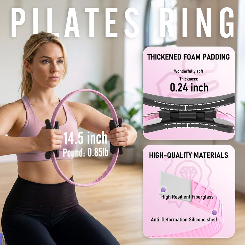 JKSHMYT Pilates Ring – 14.5" Home Magic Circle Resistance Ring,
