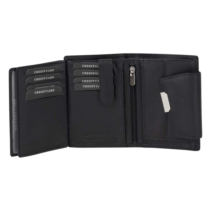 Women's Wallet in Portrait Format LEAS in Real Leather Black