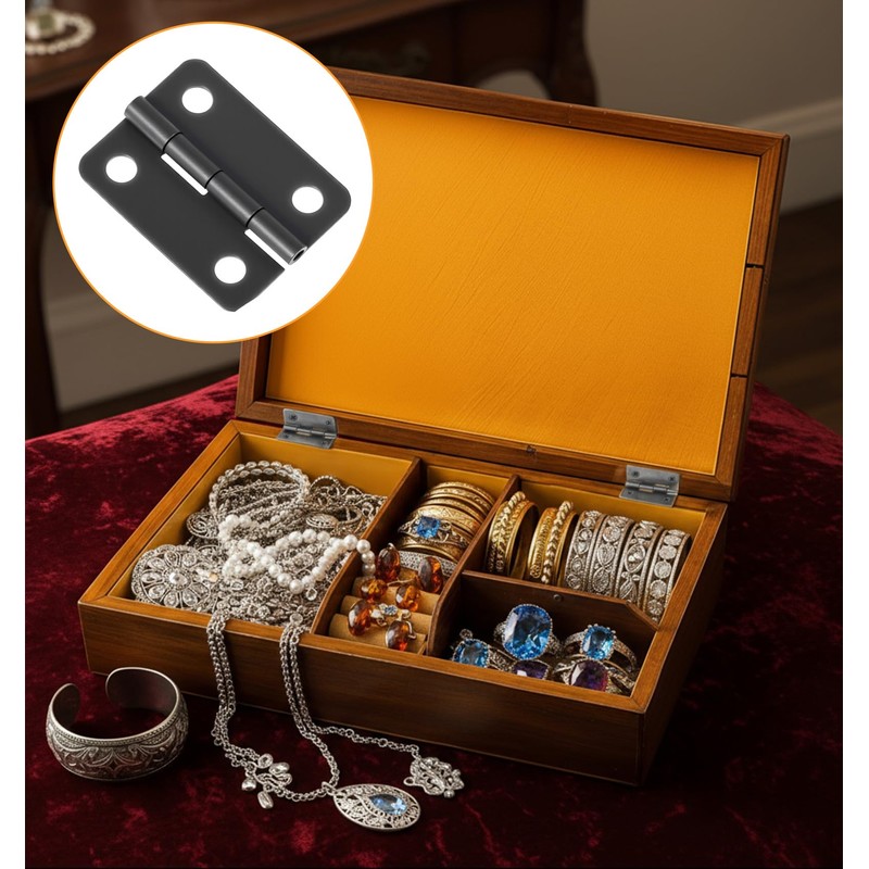 50 Sets Small Hinges for Crafts, 1In Stainless Steel Mini