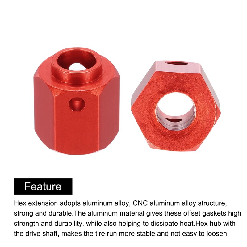 sourcing map Aluminum Wheel Hex Hub 12mm Hex Extended Spacers