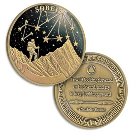 Beautiful Starry Sky Sobriety Coin Pathfinder Under The Stars Sobriety Chip AA Chips and Medallion Recovery Anniversary Token Sobriety Gifts for Men Women Alcoholics Anonymous Gift