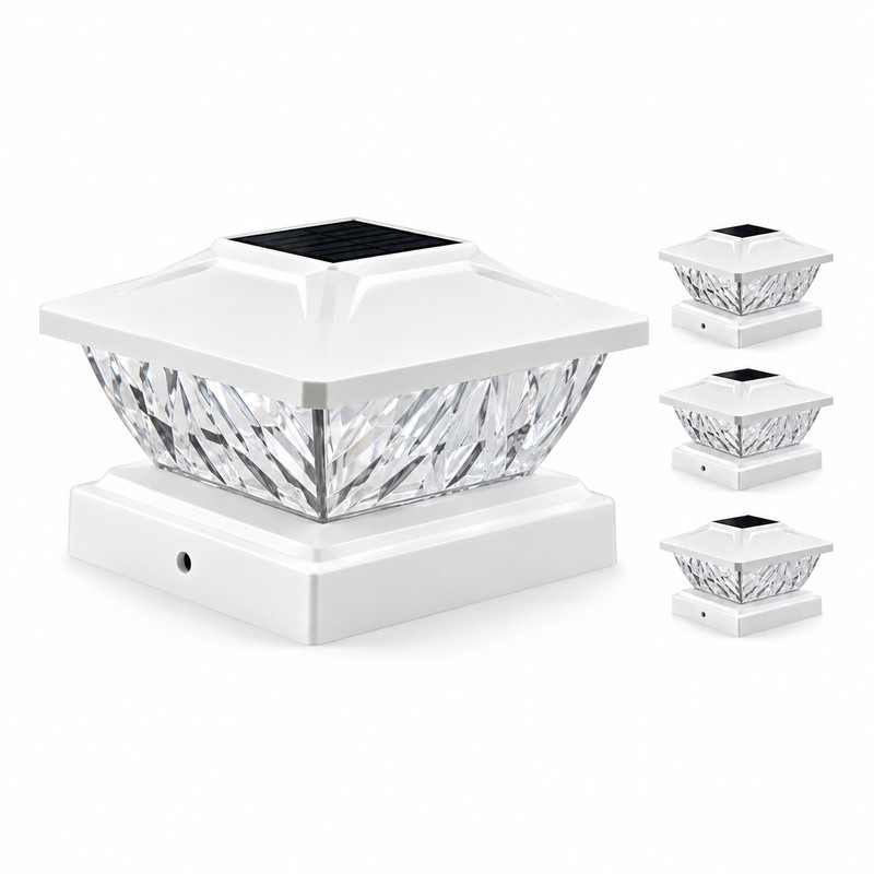 White Solar Post Cap Lights for Fence & Deck –