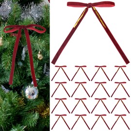 KEYIDO 36 Pcs Red Velvet Bows for Christmas Tree Burgundy Bows Velvet Ribbon for Xmas Tree Decorations with Twist Ties Home Indoor Outdoor Décor