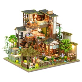 Meideh DIY Miniature House Kit - Courtyard Tiny House Kit with LED - Mini House Building Kits for Adults - Miniature Kit, DIY Adult Crafts Unique Gift for Families Friends