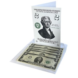 Boom Value TWO DOLLAR BILL Birthday Card, Honoring the 2 dollar bill - Humor Bday Card for Him Her, with free Envelope and qty5-2's