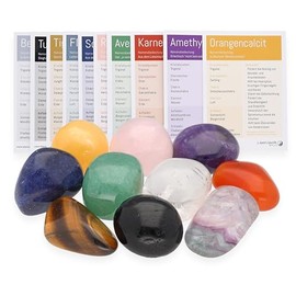 Healing Stones Set with Destination Cards, 10 Popular Tumbled Stones, Premium Base Mix with Amethyst, Rose Quartz, Rock Crystal and Much More, Lebensquelle Plus (Popular Tumbled Stones)