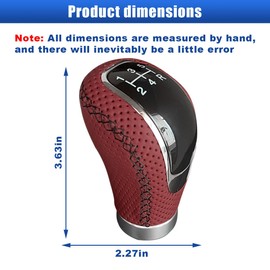 LAINLOY 5 Speed Shift Knob, Manual Gear Shifter Knob, Leather Automotive Gear Stick Shifting Handle, Car Manual Driving Transmissions Fit Most Cars (Black and Red)