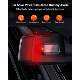 4PC Car Solar Power Simulated Dummy Alarm, Vehicles Security Anti-Theft LED Flashing Fake Lamp with Light Sensor, Car Alarm Light for SUV, RV, Truck (Red)