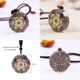 Collar de Orgonita con Metatron, Amuleto Collares Amatista de Energía Ajustable, Regalos de buena suerte para Hombre Mujer Amigos Cumpleaños Acción de Gracias, Navidad, Año Nuevo (Amatista)