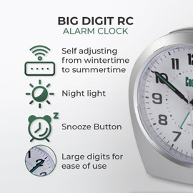 Coopers of Stortford Big Digit Radio Controlled Analogue Alarm Clock H11cm