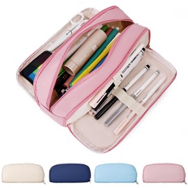 JAESITETER Big Capacity Pencil Case Large Pencil Pouch 3 Compartment Pouch Pen Bag for School Office Large Storage High Capacity Pencile Pounch for Teen Girl Boy Men Women