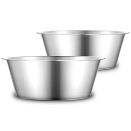 URBUDDIES 1.1 Gallon Extra Large Dog Bowls, 2 Pack, XL Stainless Steel Dog Water Bowls for XLarge Dogs, Polished, Dishwasher Safe, Easy to Clean