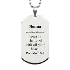 LANKEST Christian Nonna Gifts Trust in the Lord with all your heart Bible Verse Scripture Silver Dog Tag Baptism Confirmation Gifts for Nonna