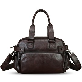 Genuine Leather Messenger Bag for Men Top Handle Handbag Crossbody Laptop Bags Vintage Travel Business Sling Briefcase (Coffee)