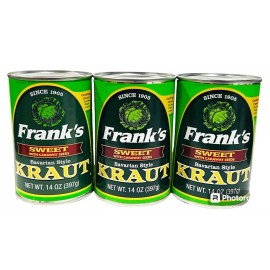 Franks Frank's Bavarian Style Sweet with Caraway Seeds Kraut Sauerkraut 14oz ( 3 Cans )