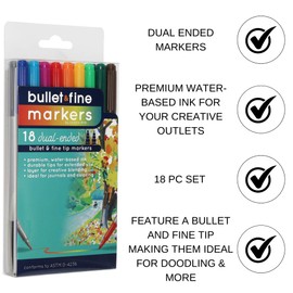 Leisure Arts Double Ended Marker Set, 18Pc, Dual Tip Marker, Coloring Markers, Coloring Markers for Adults, Art Markers, Marker Set, Adult Book Markers