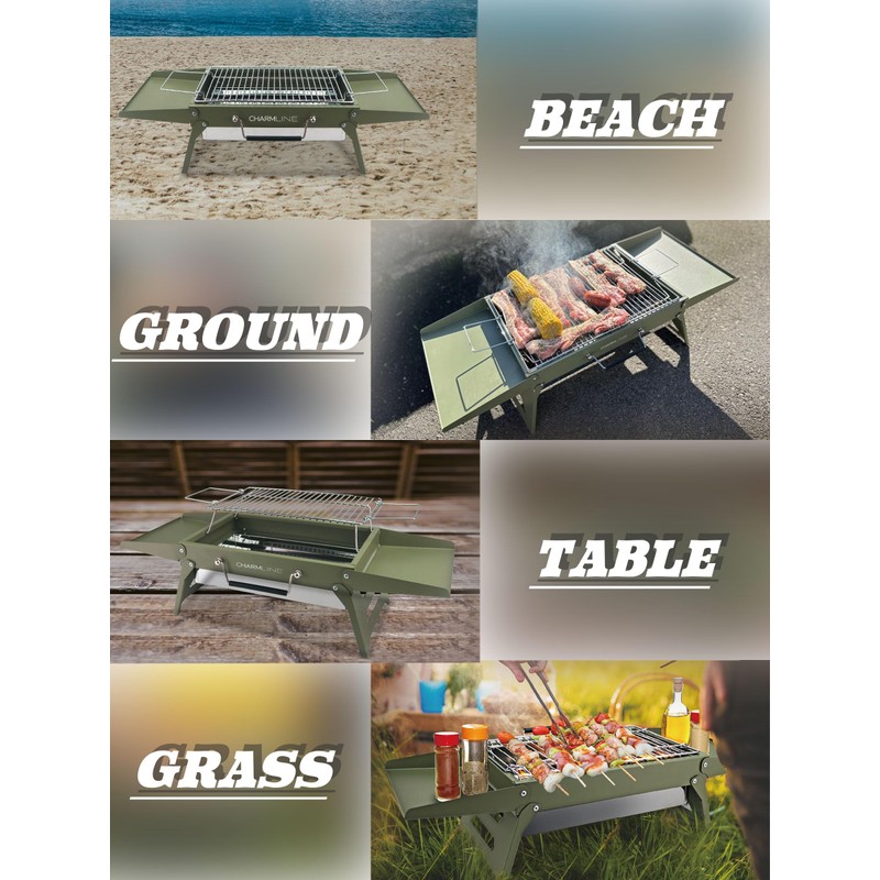 Charmline 20x14 inches Big Portable Charcoal Grill, Compact Grill with