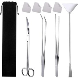 Y Yakunitatsu 4-piece Set, Aquarium Tweezers, Trimming, Scissors, Stainless Steel, For Aquariums, Practical, Convenient, Multi-functional, Includes Storage Bag and 4 Clean Cloths