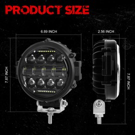 BESTZHEYU 2PCS Round LED Off Road Lights Round LED Work Light 60W Round LED Fog Lights Pod Daytime Running Light Driving Light Wrangler Truck Pickup SUV ATV UTV Spot Flood Beam Off-road Light Bar