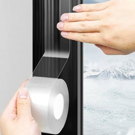 Transparent Window Weather Sealing Tape 2IN x 33 FT Draft Isolation No Residue Removable Adhesive Waterproof Windows Doors Shower Glass AC Units Ideal for Winter Seal & Summer Cold Air Loss Prevention