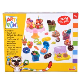 Art and Fun Kneading Set Candy Shop, 4 x 50 g Clay, Syringe, Cookie Cutters, 3D Moulds, 21 Pieces, Accessories, from 3 Years
