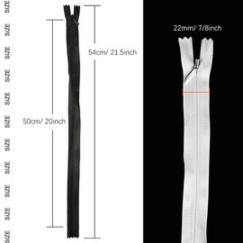 Renashed 50pcs 21.5 Inch Nylon Invisible Zippers Black White Mix for Tailor Sewer Sewing Craft Crafter's Special (Black&White)