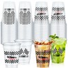 KesaPlan 100 Pcs Race Car Plastic Party Cups, 12oz Checkered