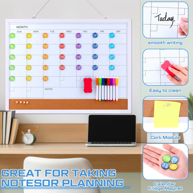 Lincia 41 Pcs Dry Erase Calendar Whiteboard for Wall, 23.6"