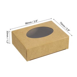 PATIKIL 3.8x2.8x1.2 Paper Soap Box with Window, 40 Pack Homemade Soap Boxes Oval Presents Packaging Boxes for Birthday Christmas DIY Craft, Brown