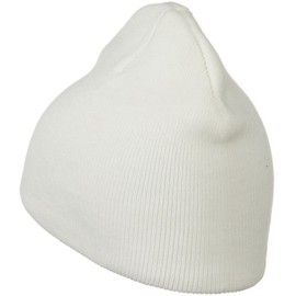 MG 8 Inch Knitted Short Beanie - White OSFM