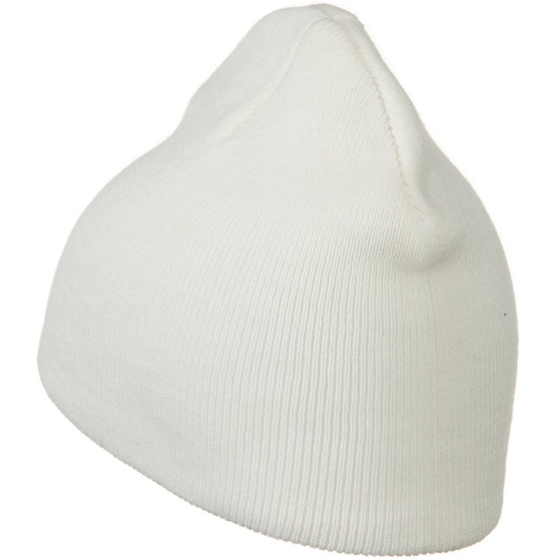 MG 8 Inch Knitted Short Beanie - White OSFM
