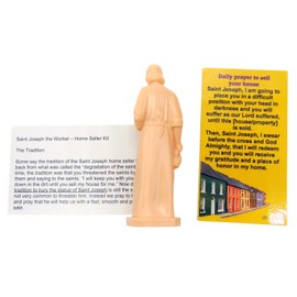 Juego de estatua de St Joseph Home Selling con tarjeta magnética para refrigerador con tarjeta de instrucciones de bienes raíces, paquete de santo patrón