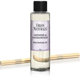 Urban Naturals Lavender & Sandalwood Scented Oil Reed Diffuser Refill | Includes a Free Set of Reed Sticks! 4 oz.