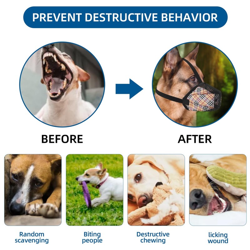 PET'S HUB Breathable Mesh Dog Muzzle, Ideal For Longer Nosed