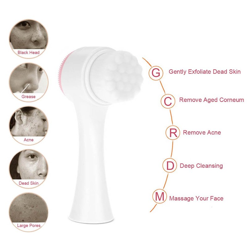 Cleansing Brush, Double Sided Clean & Exfoliating & Massage Soft,