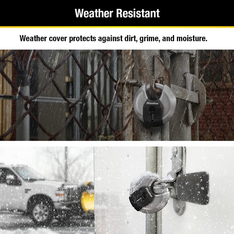 Master Lock Magnum Heavy-Duty Stainless-Steel Discus Padlock with Keys, Keyed