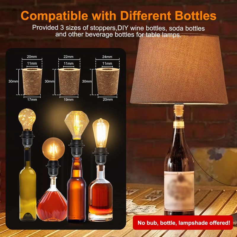 Lamp Kits Do it Yourself, DIY Bottle Lamp Kit, 240cm