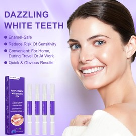 Landrain Pack of 4 Tooth Whitening Pen, Teeth Whitening Pen, Teeth Whitening, Purple Teeth Whitening Pen, Quick Removal of All Stains