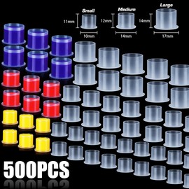 500Pcs Tattoo Ink Caps with Base Disposable Transparent Tattoo Pigment Cups 3 Sizes for Tattooing Supplies (L 500Pcs)