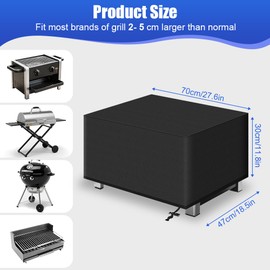 OFFCUP Outdoor BBQ Grill Cover, Anti-Fade Weather Resistant Gas Barbecue Cover with Drawstring, Waterproof Anti UV Windproof Table Top BBQ Cover for Weber Q100/1000 Grills, 70x47x30cm