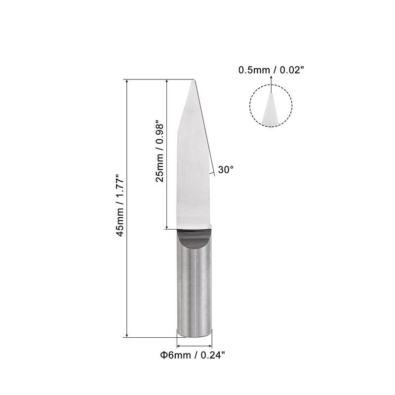 sourcing map Wood Engraving Bit Solid Carbide 6mm Shank, 30