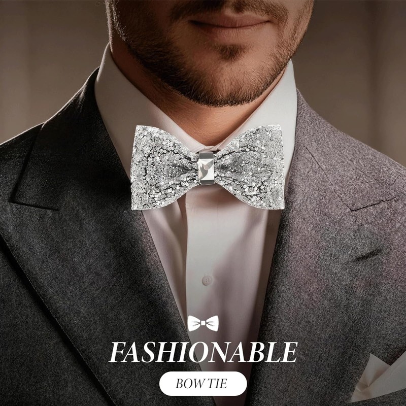 ASTRQLE Rhinestone Bow Ties for Men Pre Tied Sequin Bow
