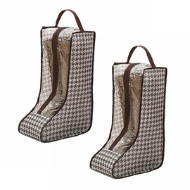 Travel Shoe Bags Tall/Short Boots Storage Bags Dust-proof Shoe Storage Organizer Shoe Pouch with Zipper for Travel and Daily (2 pack tall grid)